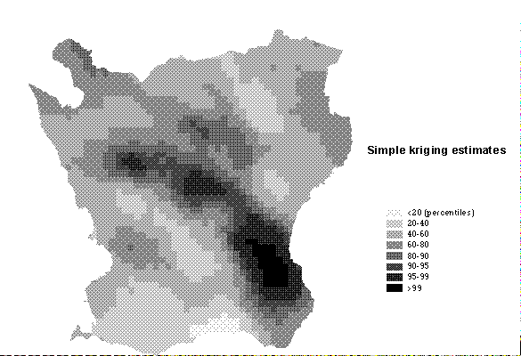 Figure 2. Cadmium estimates using Ordinary Kriging.
