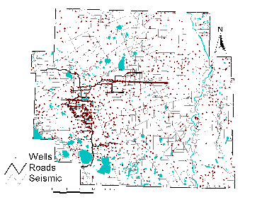 Oil and Gas Footprint in the Wabasca Study Area, Click to Enlarge