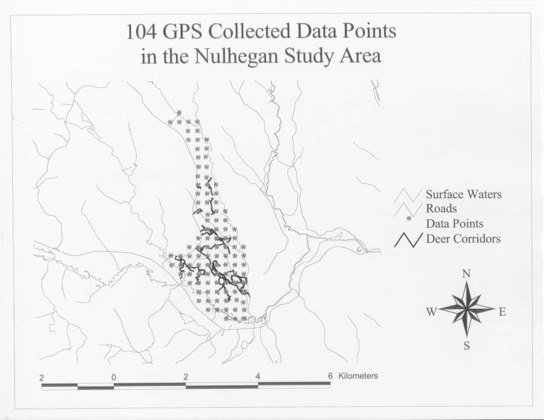 104 GPS Collected Data Points in the Nulhegan Study Area