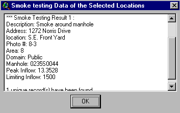 Figure 18: Displaying Smoke Testing Data for Selected Locations