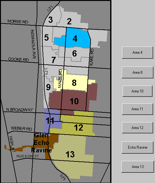 Figure 6: Overview Map of the Study Area With Buttons to Access Sub-Sewersheds
