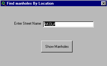 Figure 9: Find Manhole By Street Name Query
