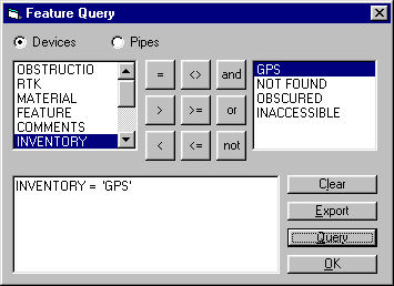 Figure 12: Query feature in SMARTSurveyor
