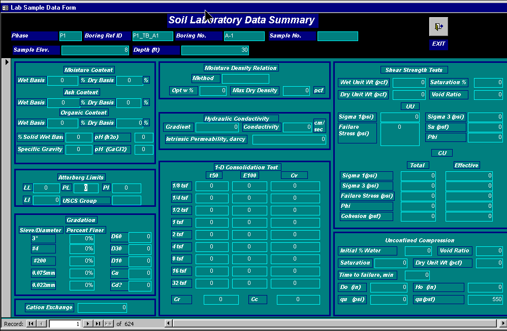 Lab Data Form