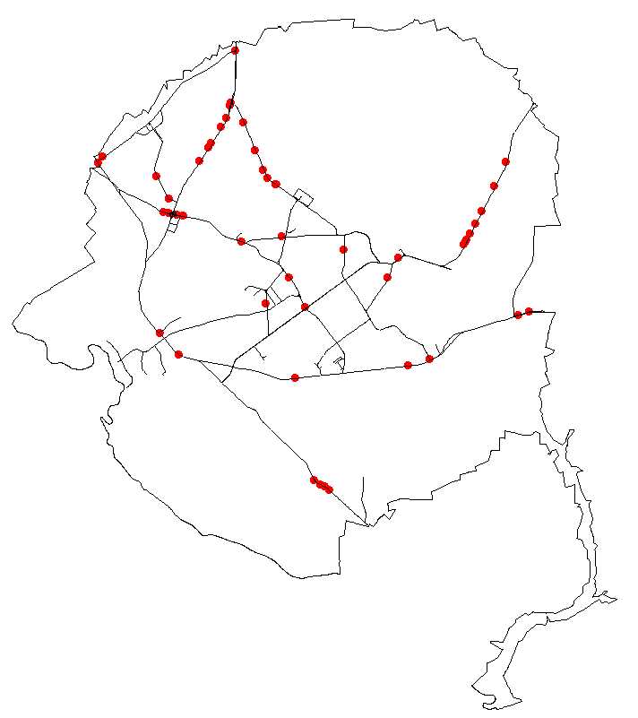 Figure 2. Deer-vehicle Collisions at SRS in Fall, 1995