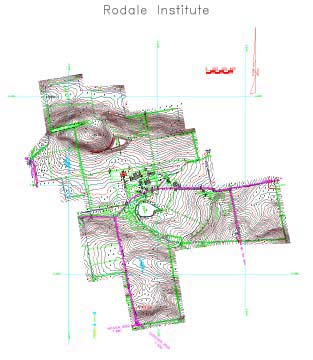 Fig. 4 (AutoCad map with 2 contours and detailed topographic information)