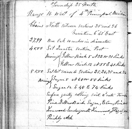 Example of field survey notes