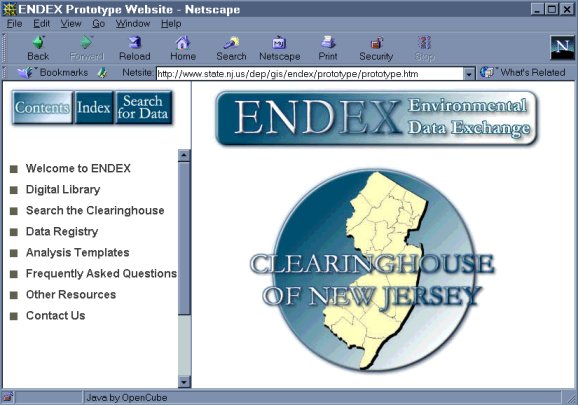 Figure 1: ENDEX Home Page Screenshot.
