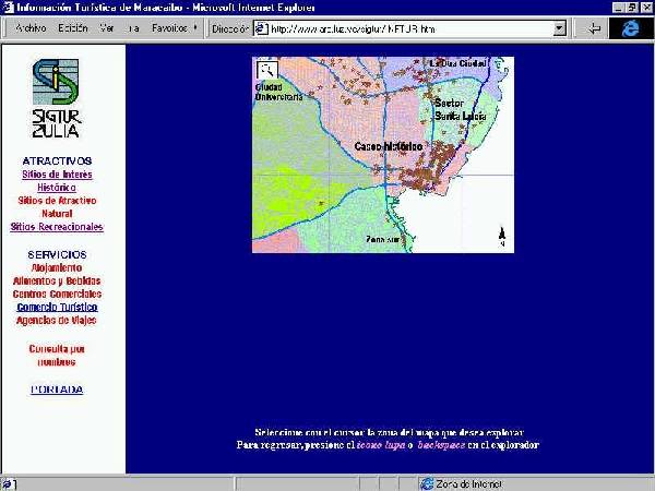 Figure 2: Map access to attractive building, surfing by city maps through Internet Information Server Web site.