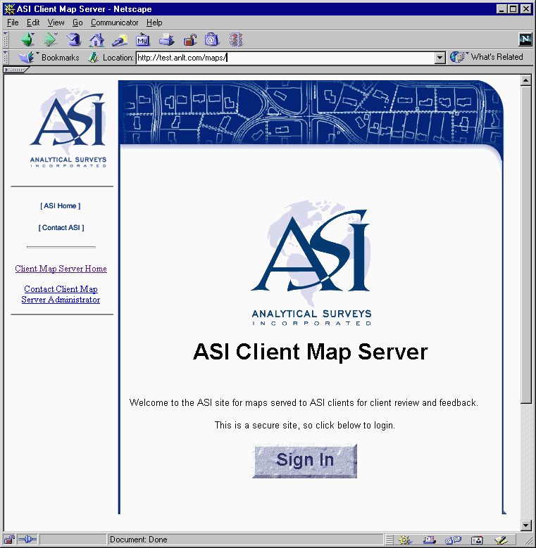 Client Map Server Home Page