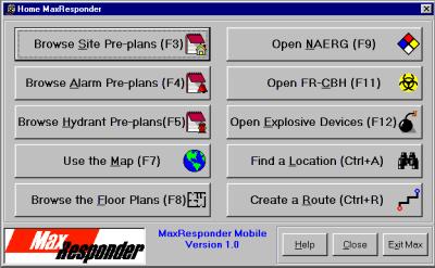 Example of MaxResponder menu button options