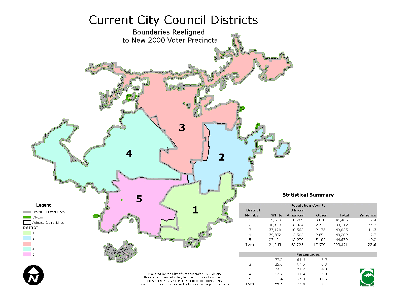 Existing district lines with 2000 population counts