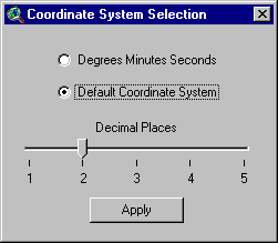 Coordinate System Selection Dialog