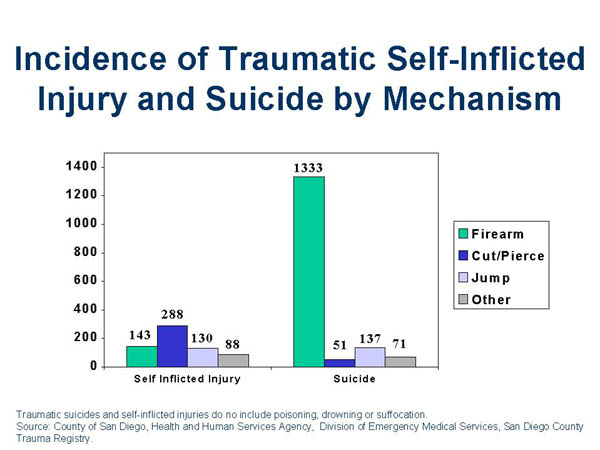 Incidence of Traumatic Self Inflicted Injury and Suicide by Mechanism