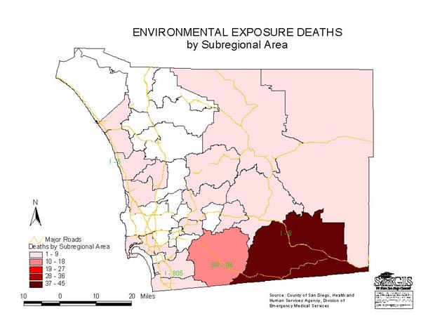 Environmental Exposure Deaths by Subregional Area