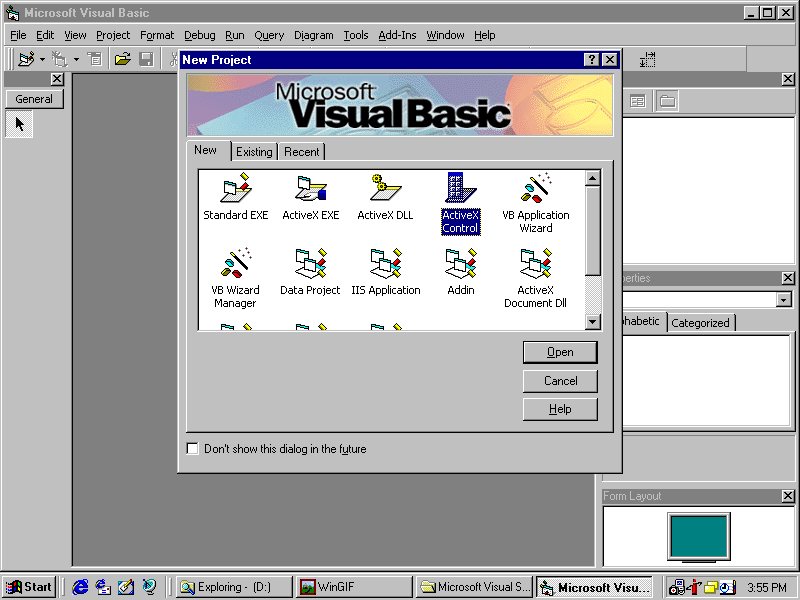 Open VB6 and Select ActiveX Control