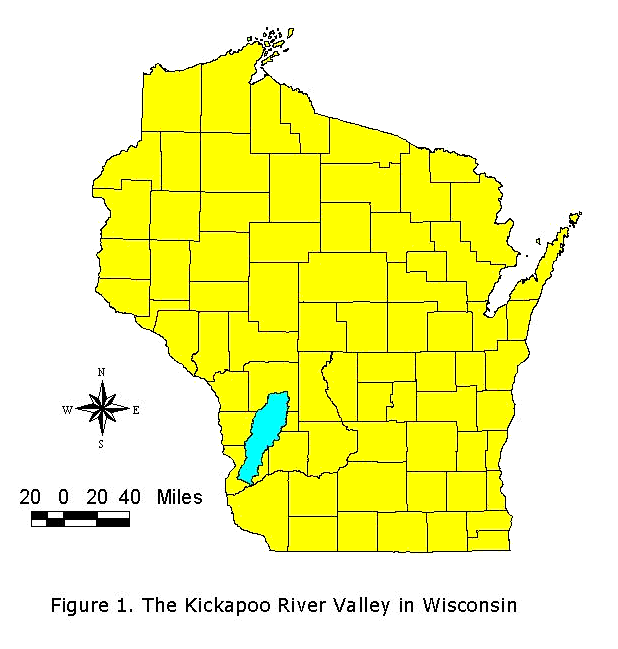 Figure 1. The Kickapoo RIver Valley in Wisconsin