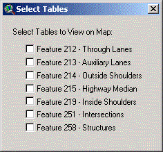 Select Tables Window