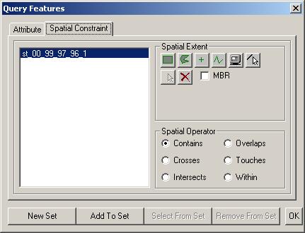 Figure 8: Dialog window to perform attribute queries and/or spatial constraints.