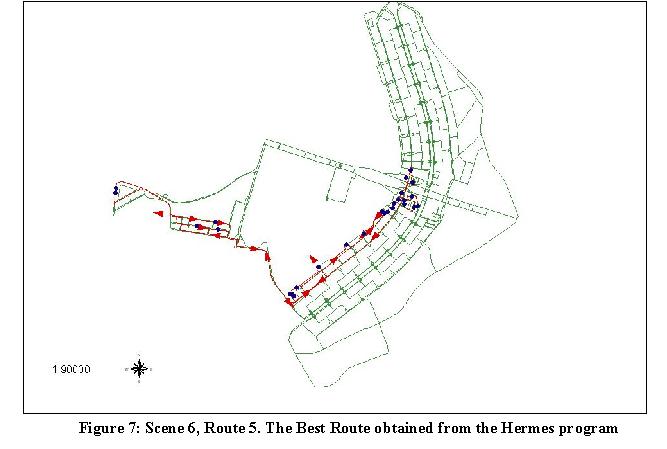 Figure 7: Scene 6, Route 5. The Best Route obtained from the Hermes program