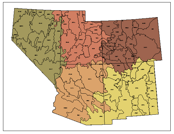 Southwest region showing mapping zone and state responsibilities