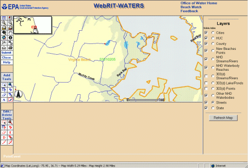 Screen Capture of WebRIT-WATERS Interface