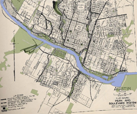 1928 Parks Plan overlaid with current city parks