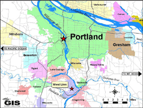 Location Map for the City of West Linn
