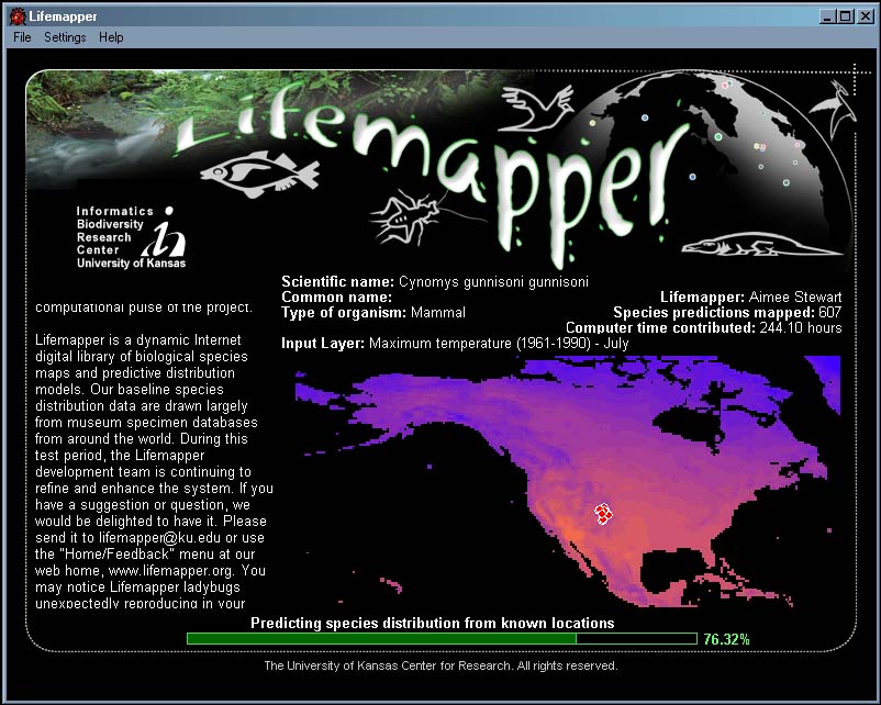 Lifemapper screen saver