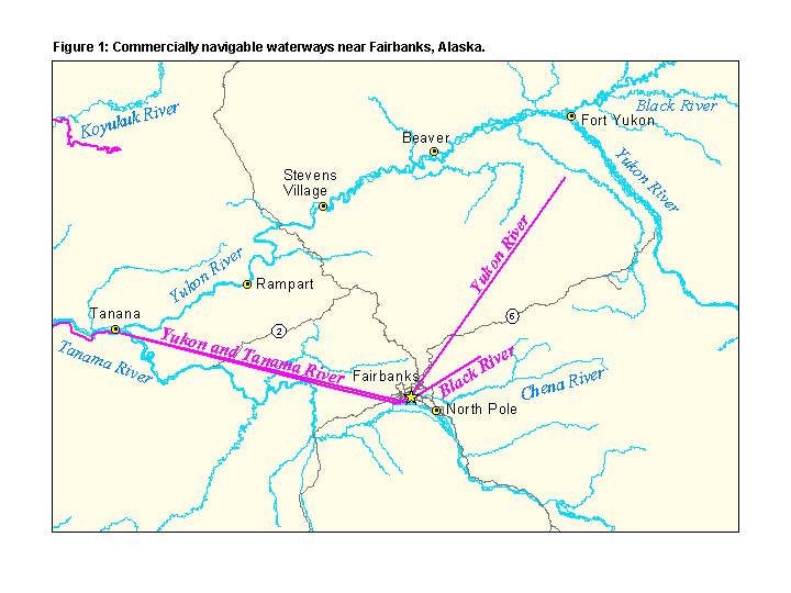 Figure 1: Commercially navigable waterways near Fairbanks, Alaska.