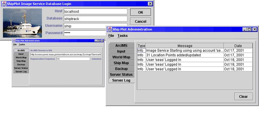 Snapshot of the server administration GUI