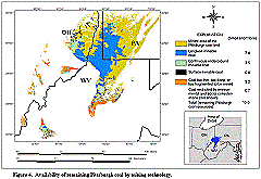 Figure 4. Availability of remaining Pittsburgh coal by mining technology
