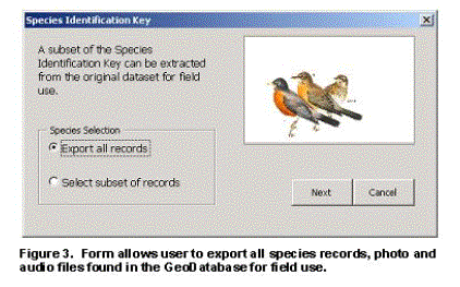 Figure 3.  The user may select all the records in the dataset for transport into the field or simply a subset.  A subset of records can be extracted by building a SQL query.