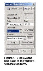 Figure 4.  The first tab of the digital wildlife observation form created in ArcPad Application Builder.
