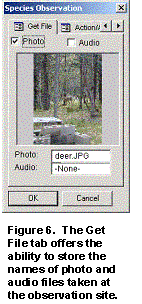 Figure 6.  The user may make reference to any digital photo or audio file taken during the observation.