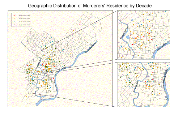Geographic distribution of the residences of murderers