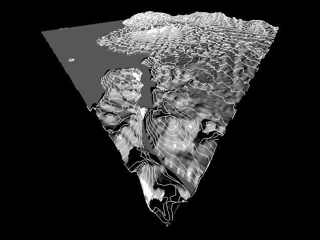 3D of Hoover Dam Quadrangle DEM with a 50 meter contour overlay