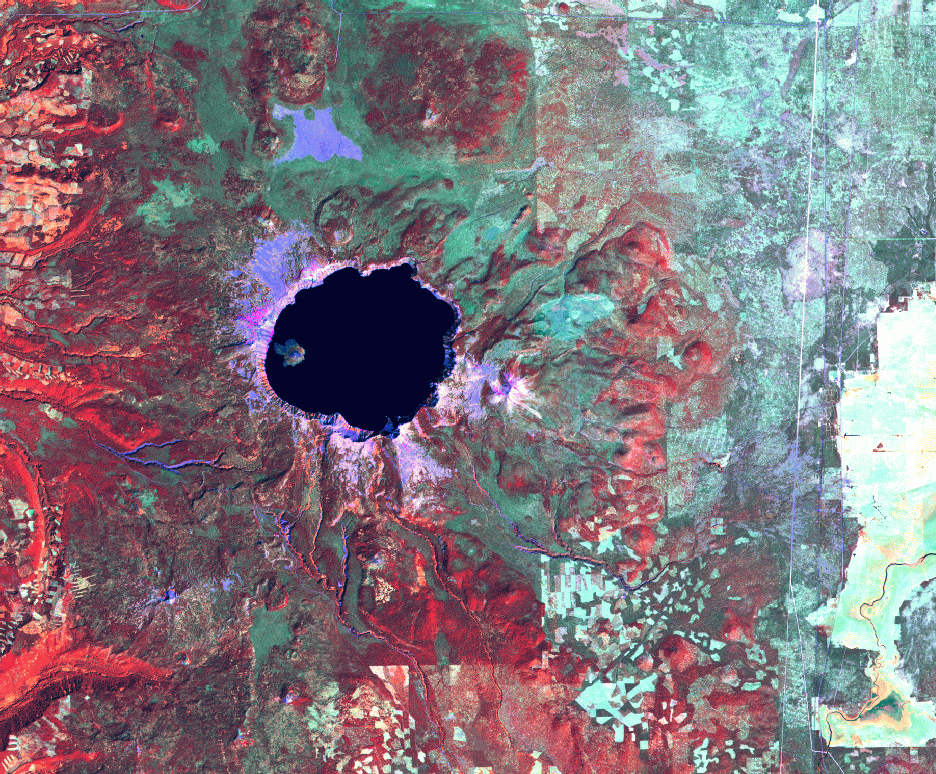 Figure 12: TM Imagery (bands 4,5,3)of Crater Lake, Oregon