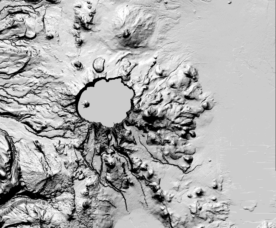 Figure 2: Gray scale shaded relief of Crater Lake, Oregon