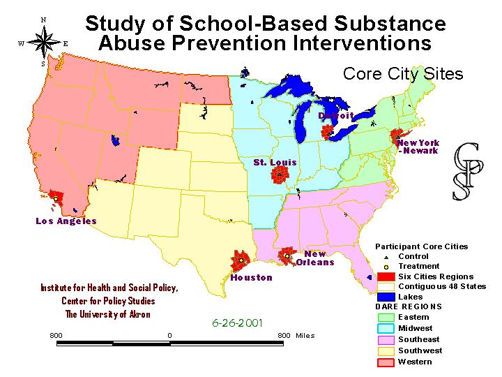 U.S. Map, Core Study Cities