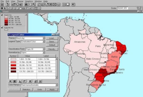Figure 3.  Choropleth map of population density in Brazil.