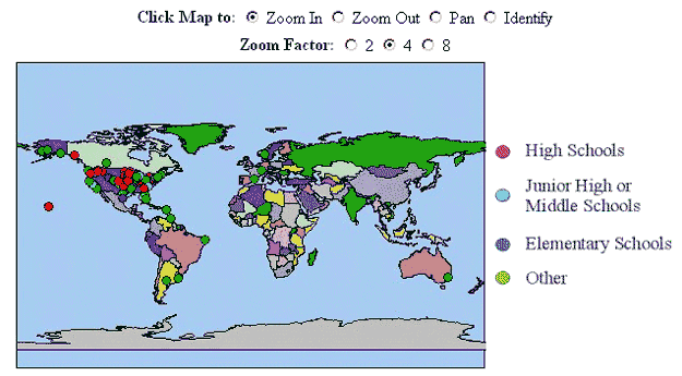 Figure 3: Schools map created with MapObjects, KanCRN.