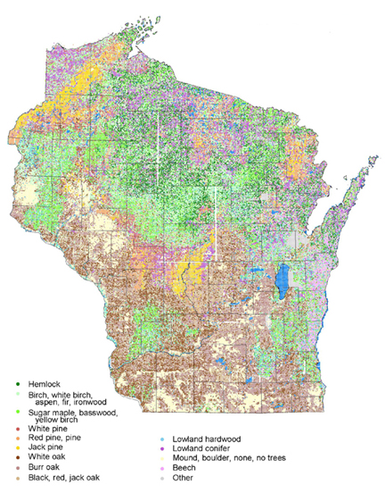 Wisconsin Managed Forest Land Map A Pre-European Settlement Vegetation Database For Wisconsin