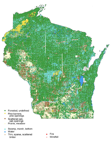 Ecosystem recorded at each section and quarter section corner