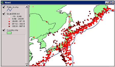 Earthquake Depth in Asia During 2000