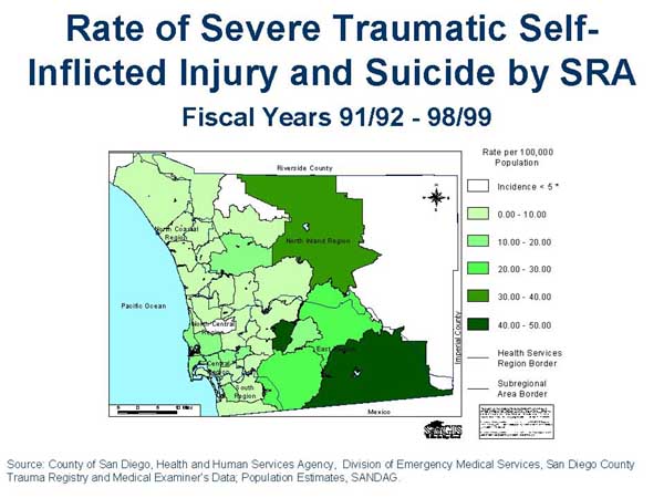 Rate of Severe Traumatic Self Inflicted Injury ans Suicide by SRA