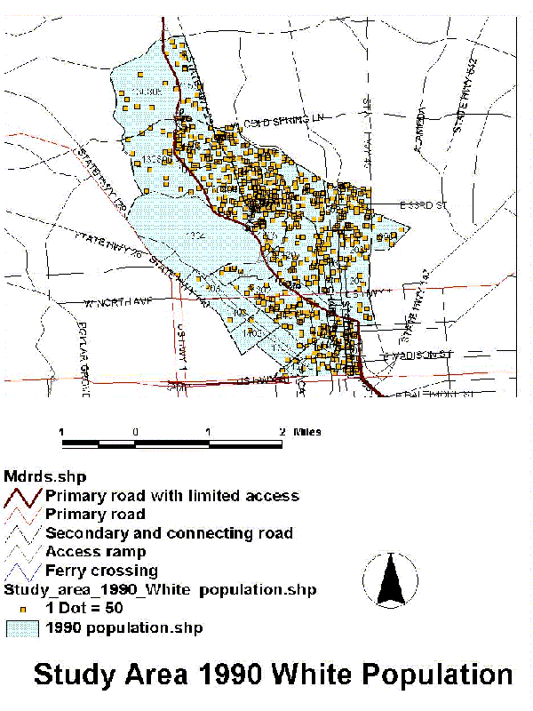  White population distribution along highway I-83