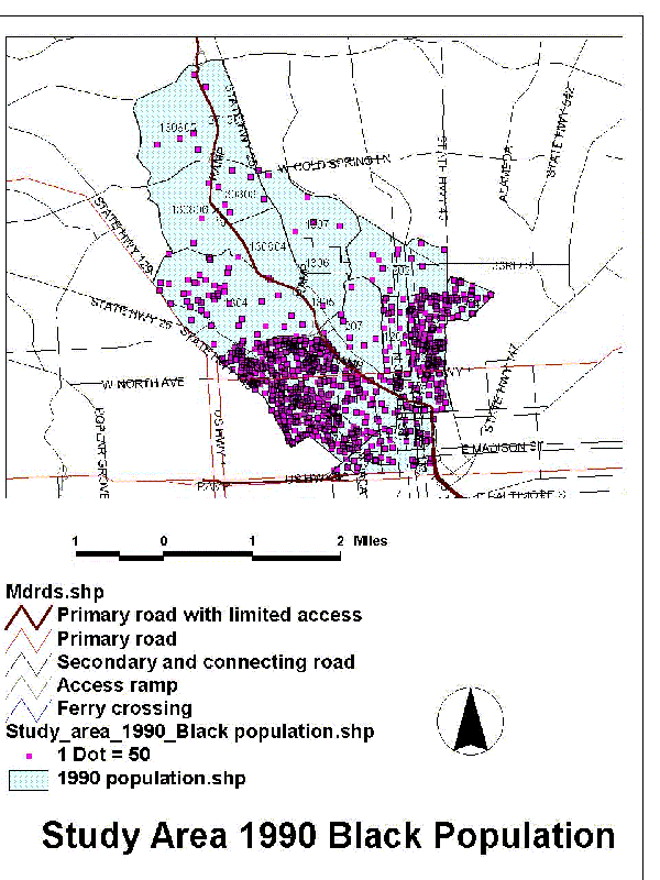  Black population distribution along highway I-83
