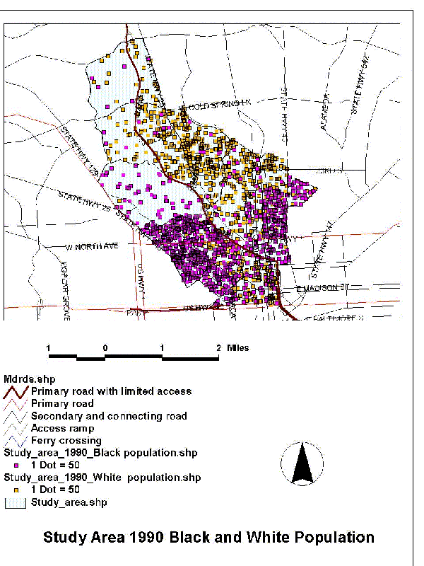  Black and White population distribution along highway I-83