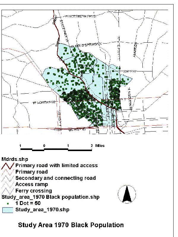  Black population distribution along highway I-83